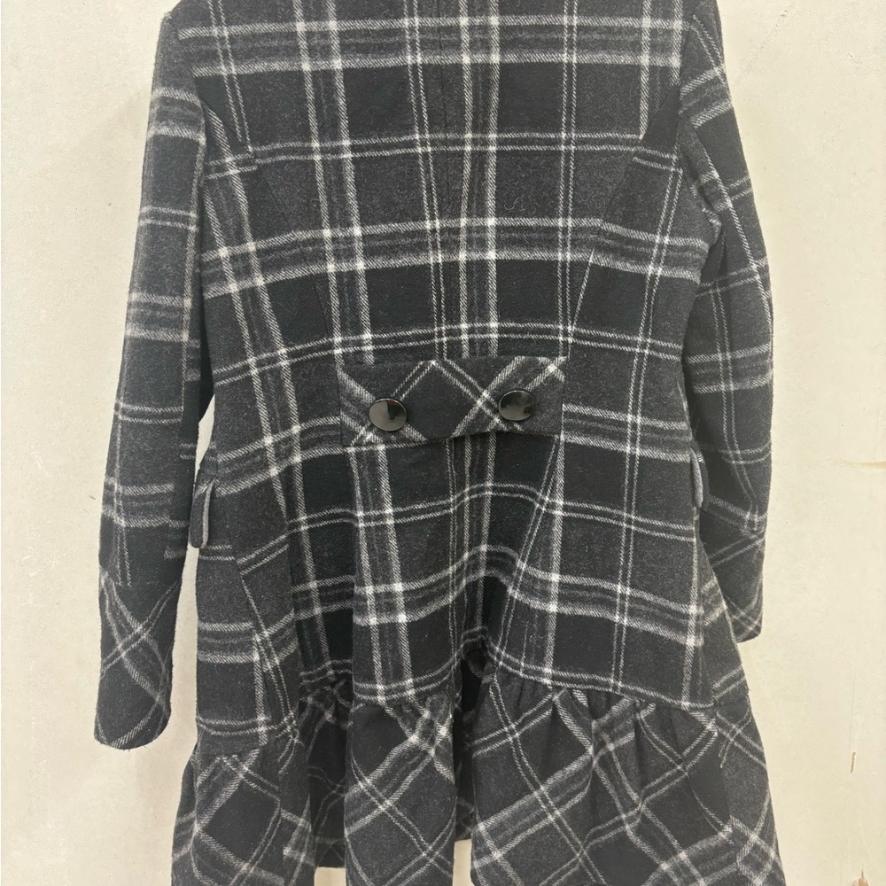 Vintage Esprit Black & Gray Plaid wool blend Pea Coat size medium - Picture 7 of 8